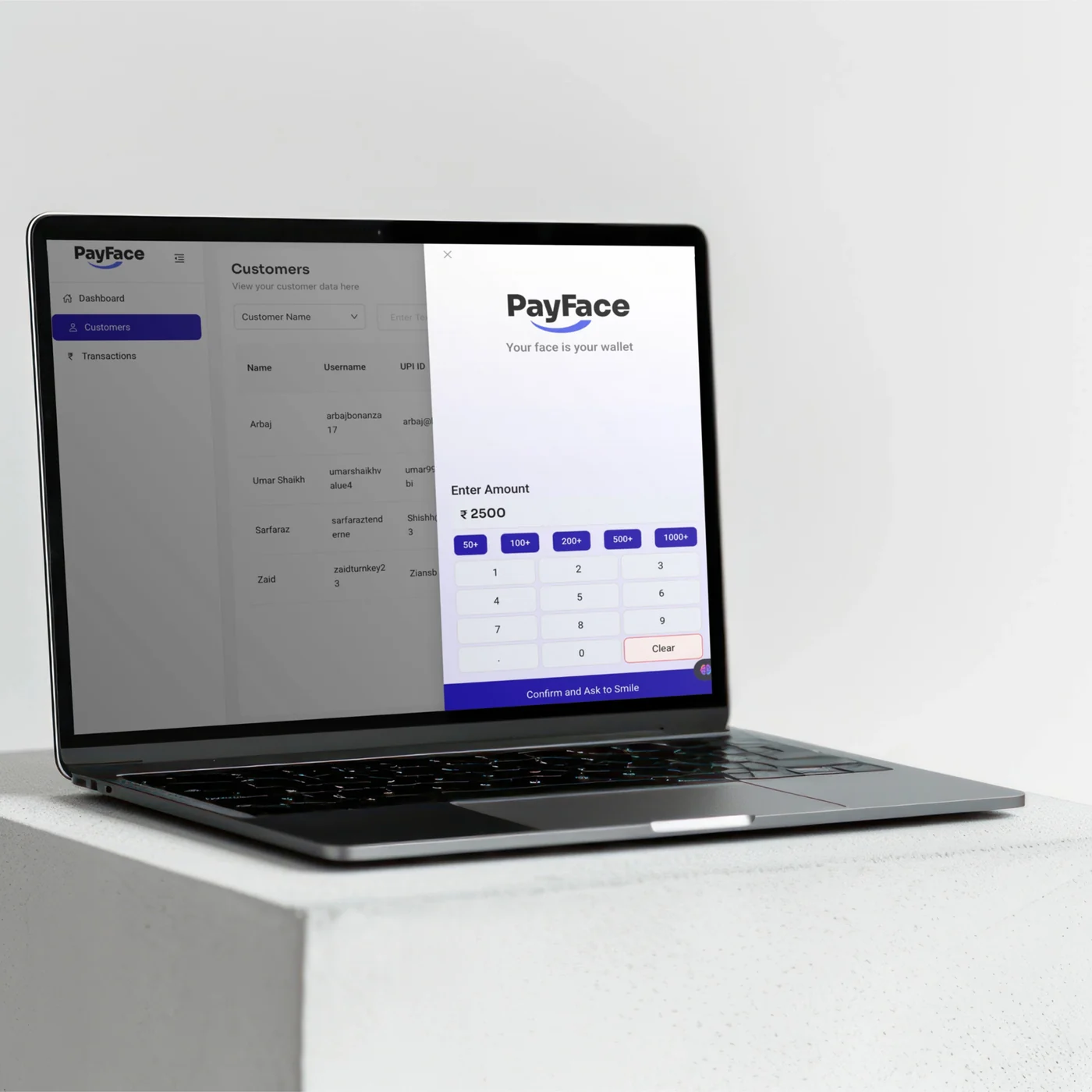 Vendor web app: customers and checkout