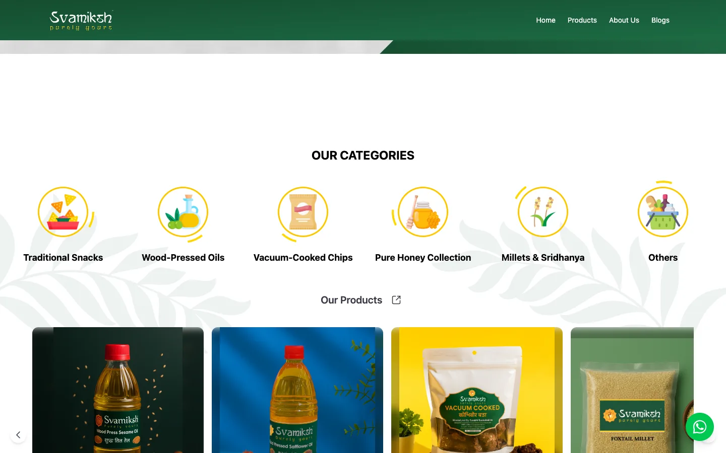 Categories and the product carousel