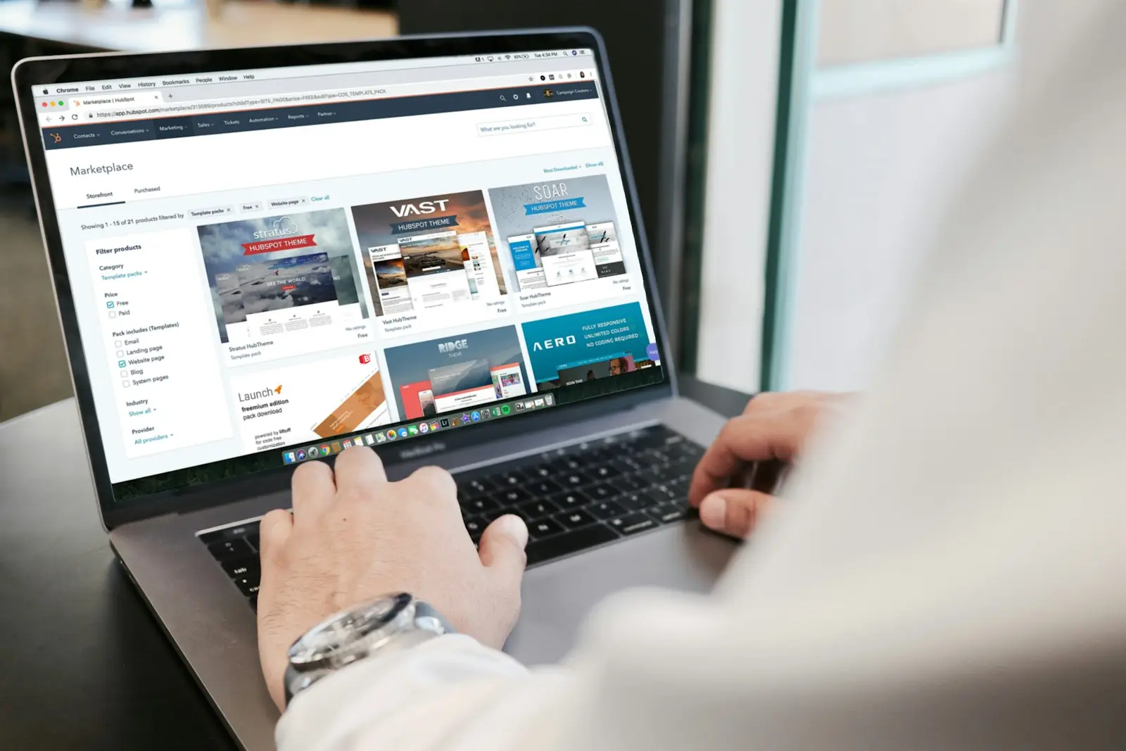 Online marketplace open on a laptop